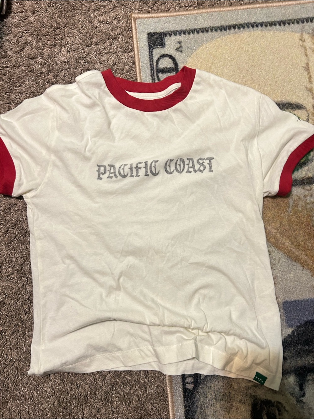 MNML White Ringer Tee with Red Collar & Sleeve Trim